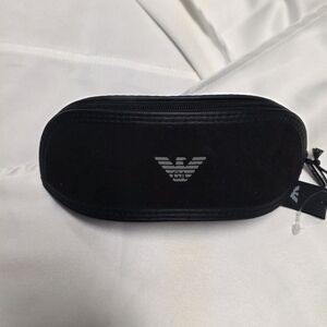 Emporio Armani Black Curved Zip Sunglasses Pouch